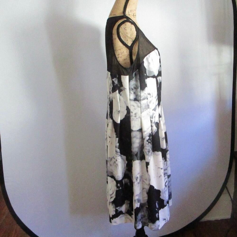 Calvin Klein Floral Mesh Yoke Shift Dress Black White 16 Corporate Cocktail - Picture 4 of 17